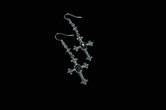Black cross earrings